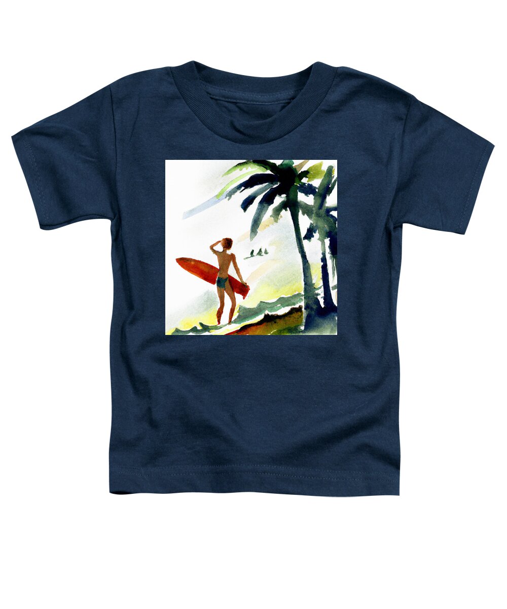 Surfing Toddler T-Shirt featuring the digital art Checking the Surf by Dan Twyman