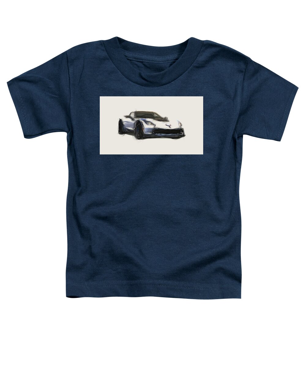 Chevrolet Toddler T-Shirt featuring the digital art Chevrolet Corvette Carbon 65 Edition Car Drawing by CarsToon Concept