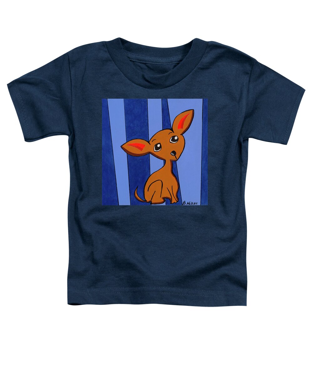 Blue Toddler T-Shirt featuring the painting Chihuahua by Britt Miller