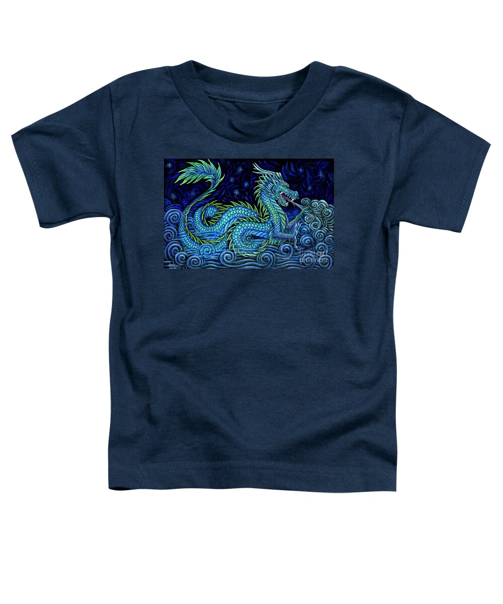 Chinese Dragon Toddler T-Shirt featuring the drawing Chinese Azure Dragon by Rebecca Wang