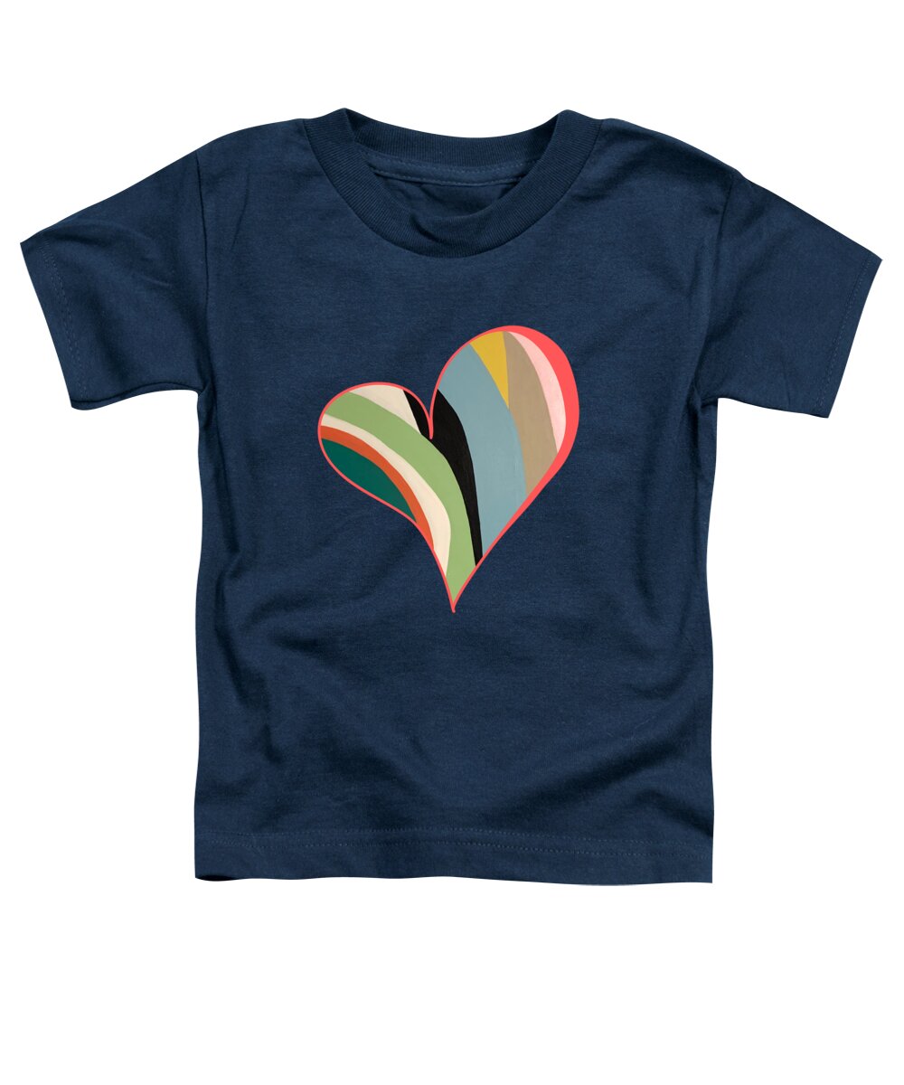 Gray Toddler T-Shirt featuring the painting Colorful Heart Stripe Painting by Christie Olstad