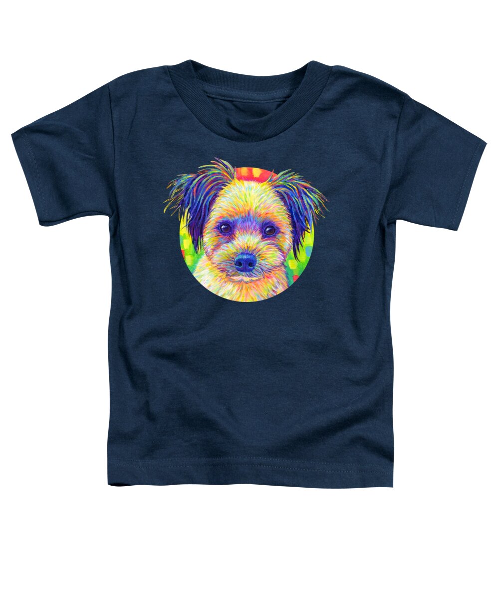 Dog Toddler T-Shirt featuring the painting Cute Rainbow Dog by Rebecca Wang