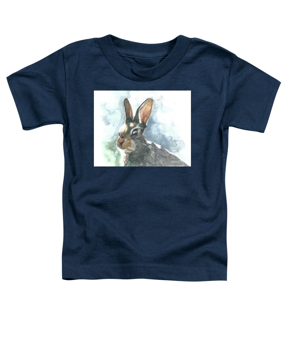 Rabbit Toddler T-Shirt featuring the painting Cottontail Rabbit by Pamela Schwartz