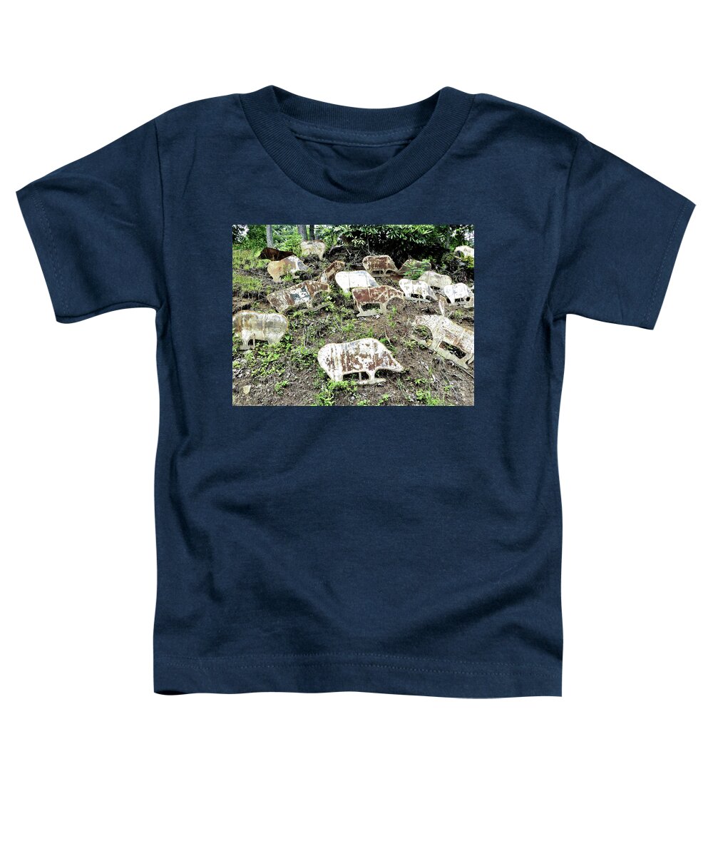 Landscape Toddler T-Shirt featuring the photograph Cows on the Hill by Sharon Williams Eng