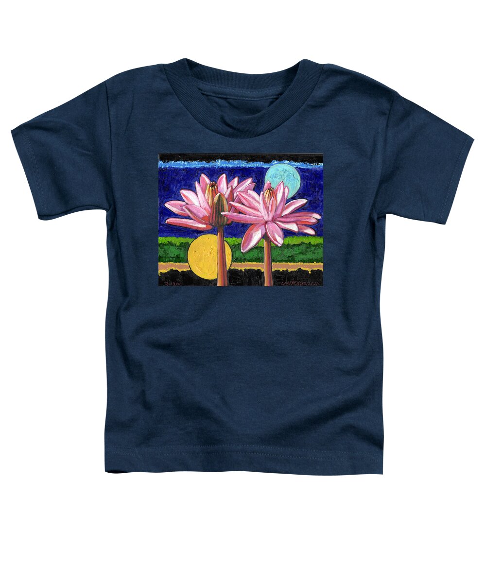 Water Lilies Toddler T-Shirt featuring the painting Day and Night Beauty by John Lautermilch