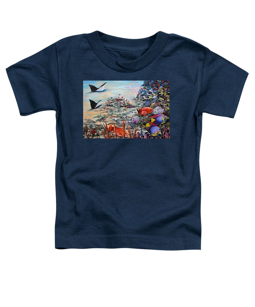 Caribbean Reef Toddler T-Shirt featuring the painting Deep Reds by Karin Dawn Kelshall- Best