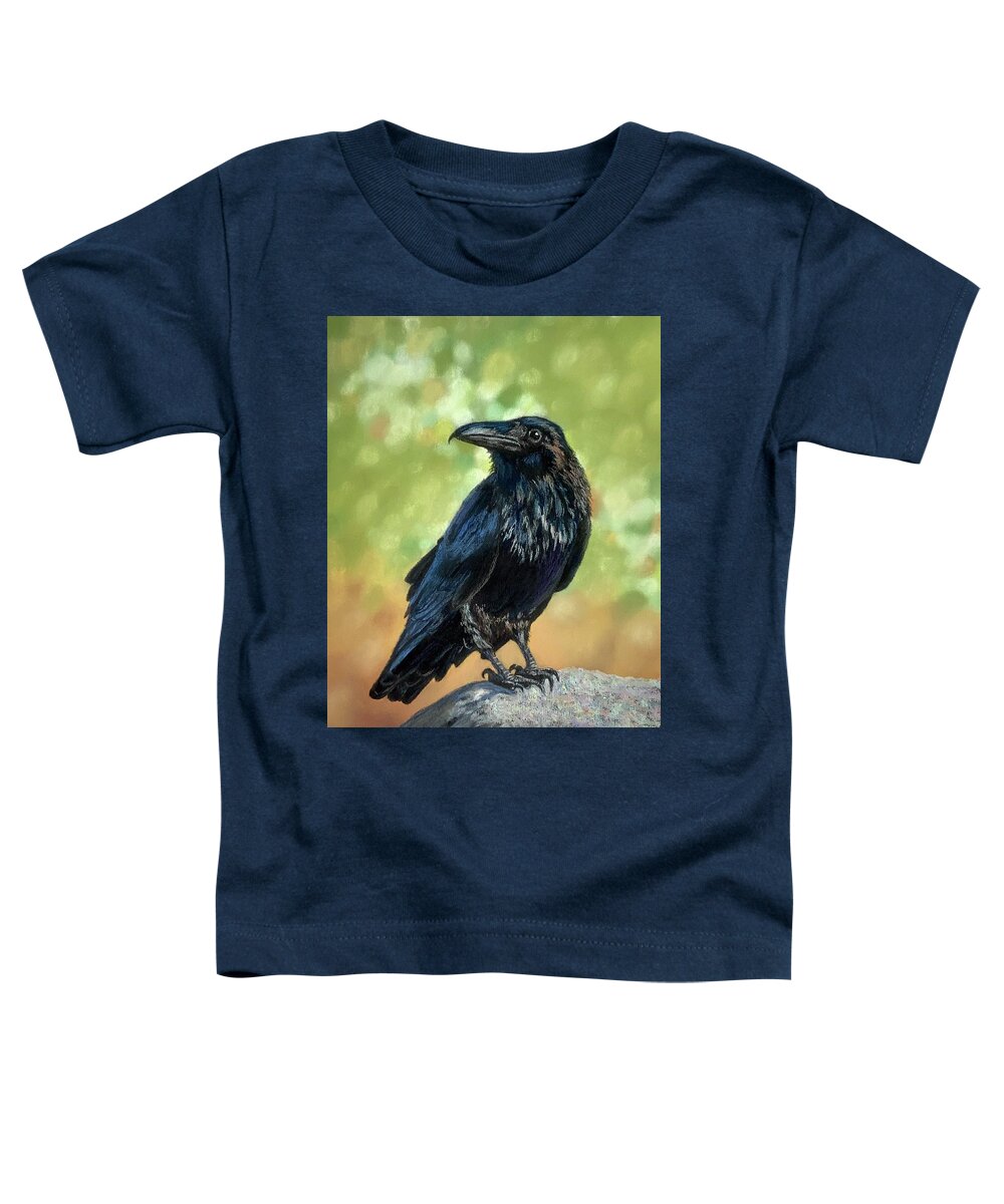Raven Toddler T-Shirt featuring the pastel Ed the Raven by Lyn DeLano