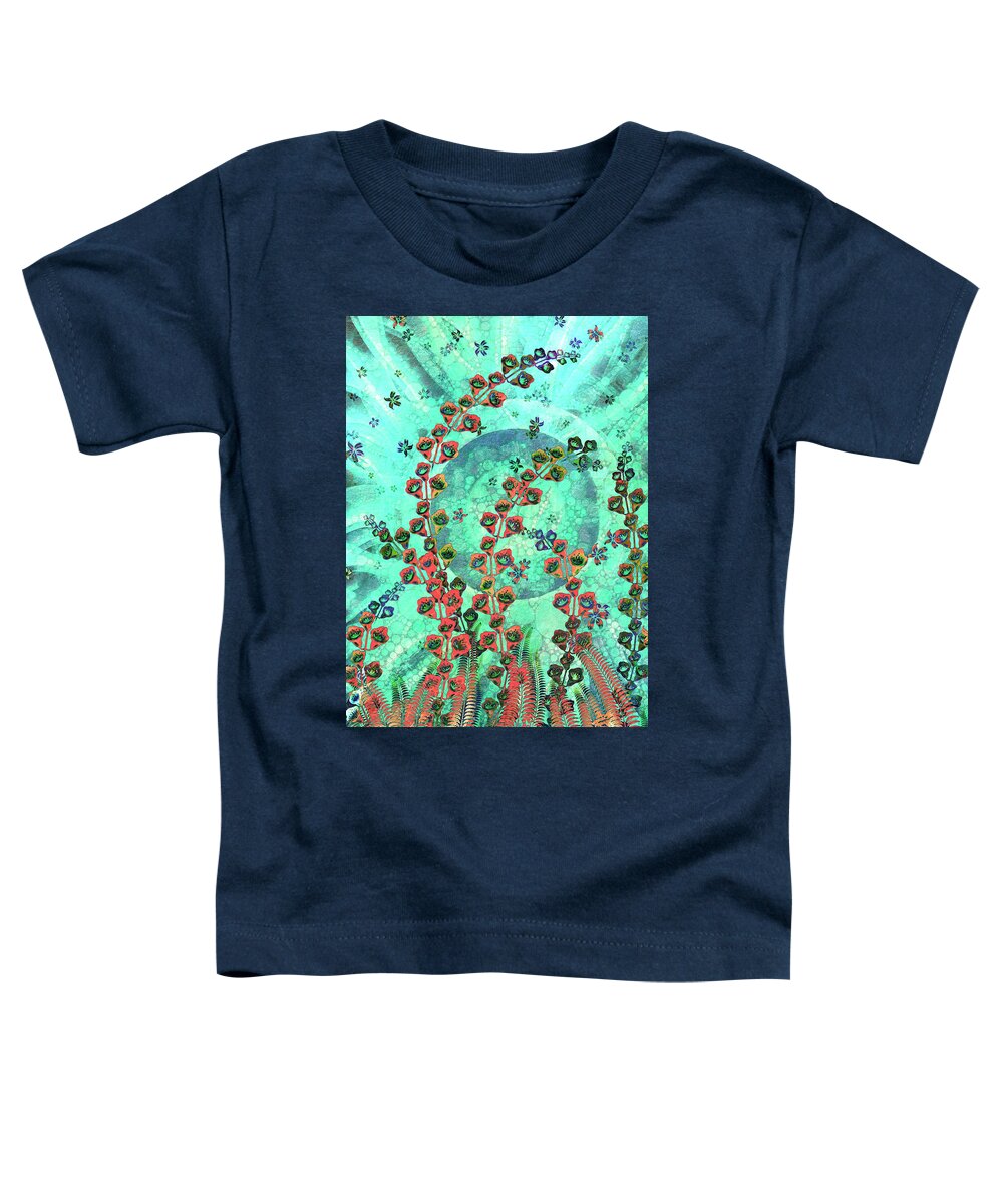 Ferns Toddler T-Shirt featuring the digital art Ferns and Foxgloves by Peggy Collins