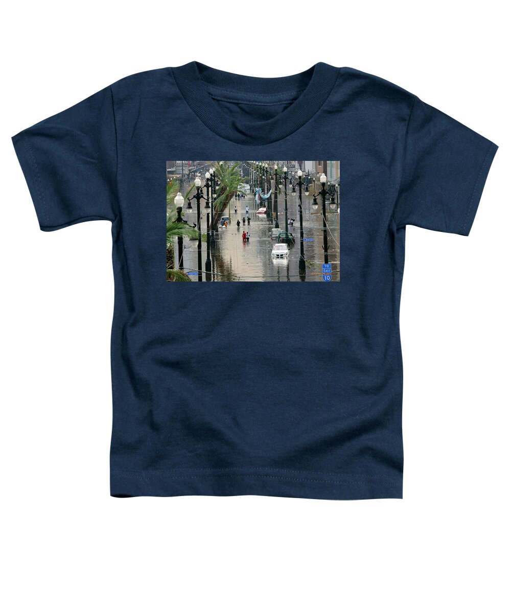 Canal Street Toddler T-Shirt featuring the photograph Flooded New Orleans after Hurricane by Rick Wilking