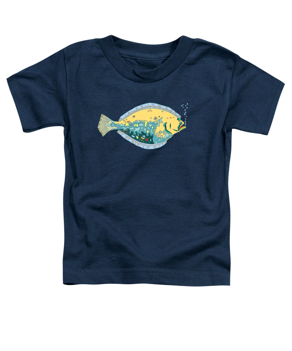 Fish Toddler T-Shirt featuring the drawing Flounder by Robert Yaeger