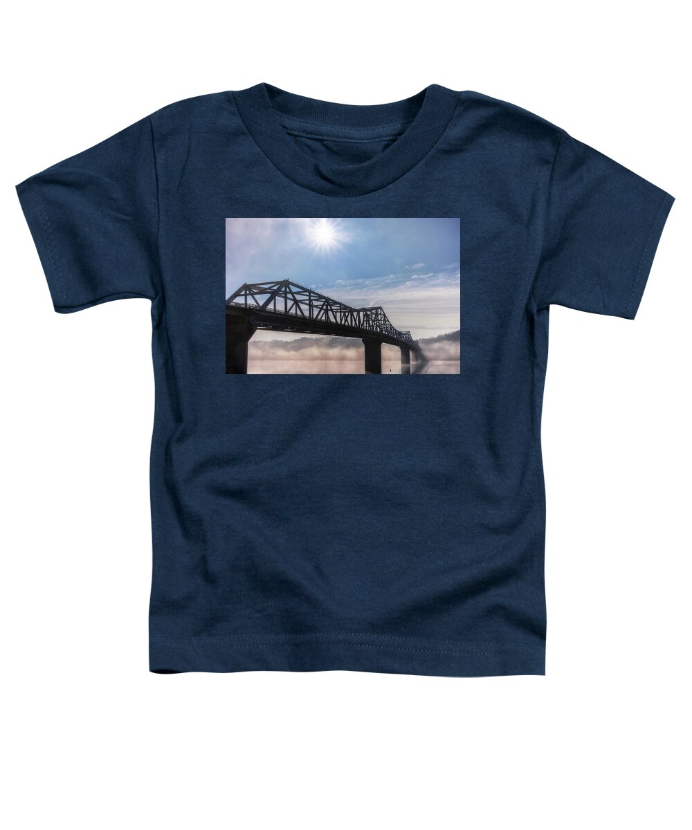 Bridge Toddler T-Shirt featuring the photograph Fog Clearing at the Bridge by Susan Rissi Tregoning