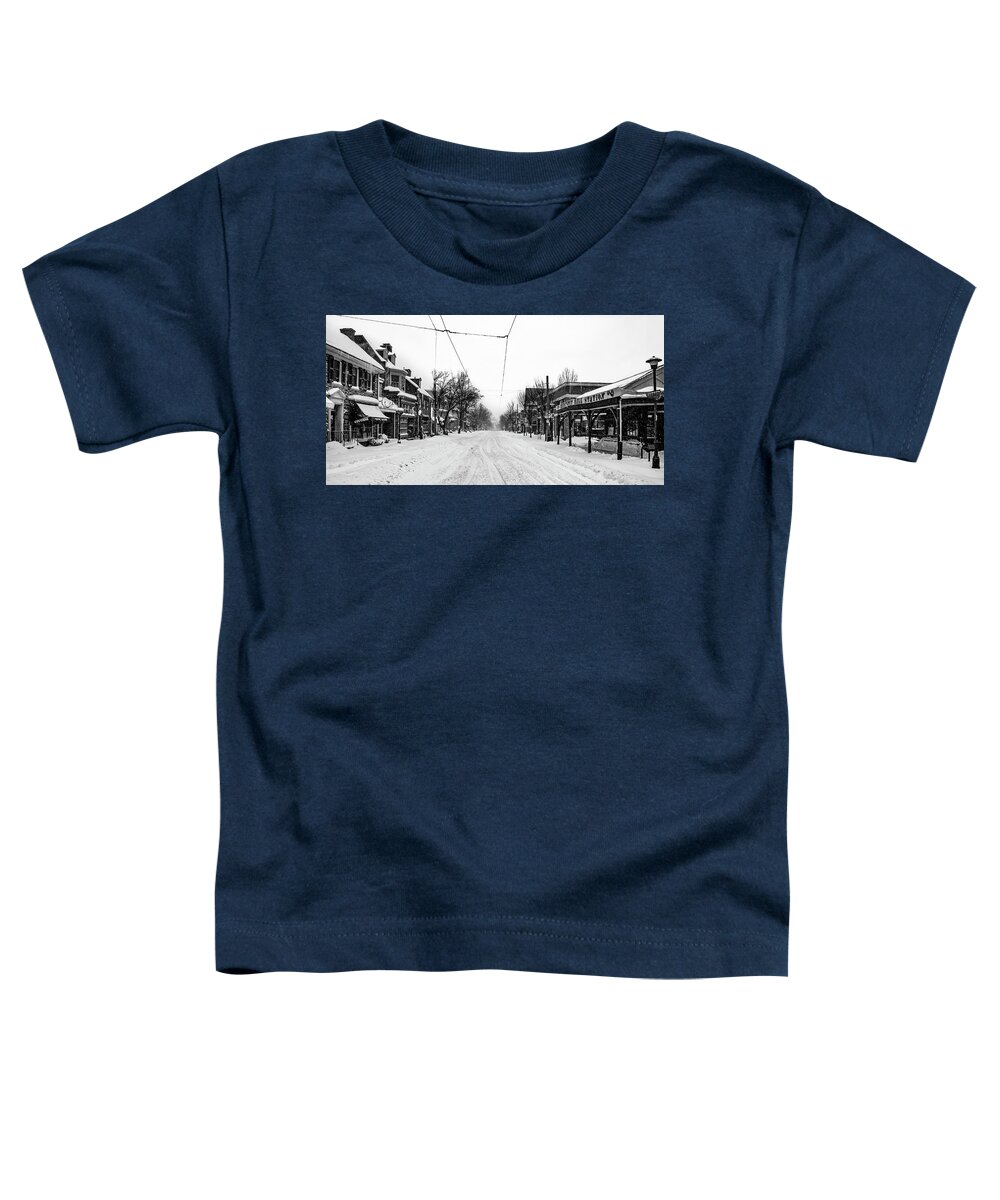 Germantown Toddler T-Shirt featuring the photograph Germantown Avenue at Chestnut Hill in Winter by Bill Cannon