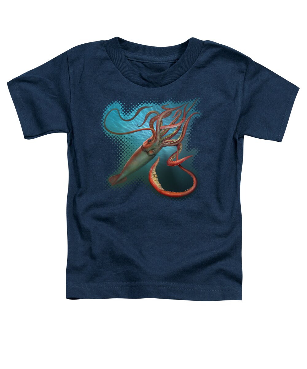 Animal Toddler T-Shirt featuring the digital art Giant Squid by Eldar Zakirov