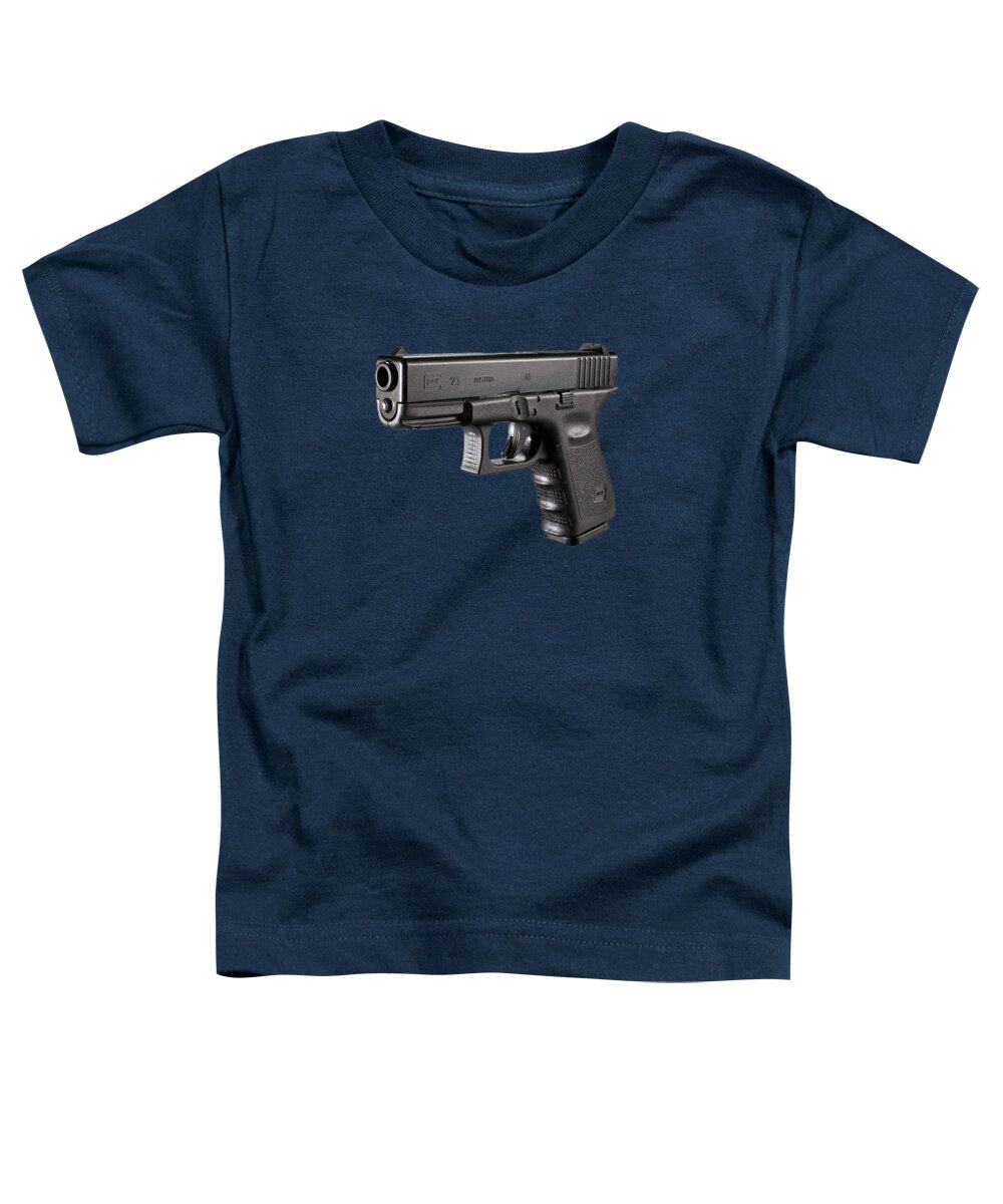 Glock 23 S & W Toddler T-Shirt featuring the mixed media Glock 23 40 S W Pistol Trees Texture by Movie Poster Prints