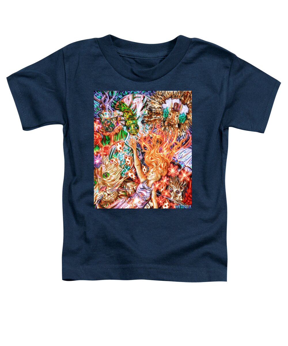 Alice In Wonderland Toddler T-Shirt featuring the digital art Go Ask Alice by Angela Weddle