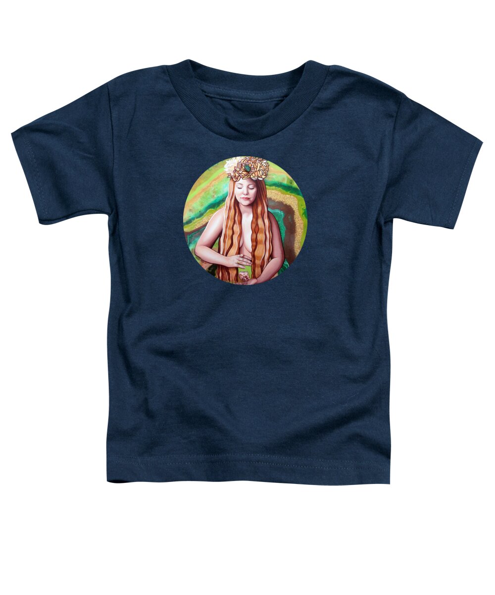 Art Toddler T-Shirt featuring the painting Goddess Of Crystal Energies by Malinda Prud'homme