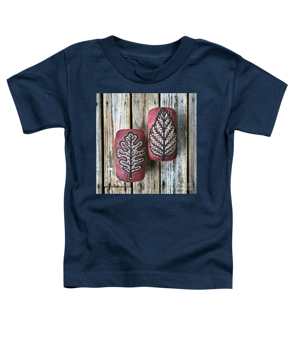 Bread Toddler T-Shirt featuring the photograph Hand Painted Red Autumn Leaf Sourdough Quartet 4 by Amy E Fraser