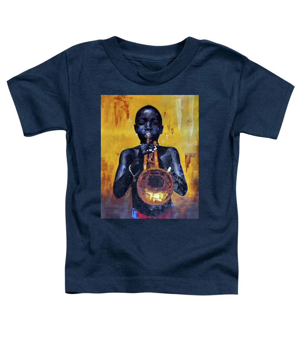 Jaz Toddler T-Shirt featuring the painting Here I Am by Ronnie Moyo