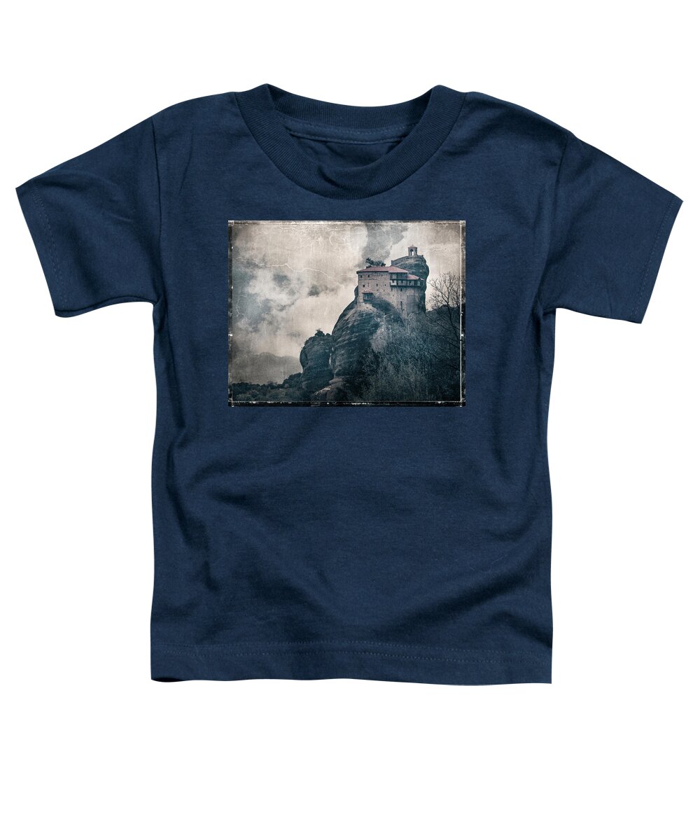 Greece Toddler T-Shirt featuring the photograph Holiness Atop the Cliffs by M Kathleen Warren