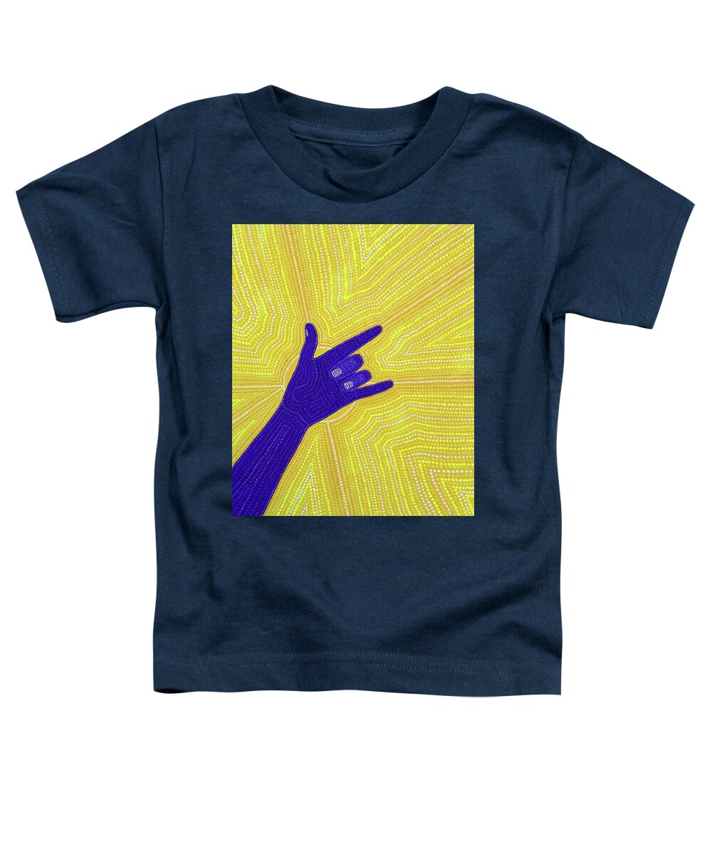 Collaboration Toddler T-Shirt featuring the painting I Love You - Asl - Royal Purple And Gold by M E