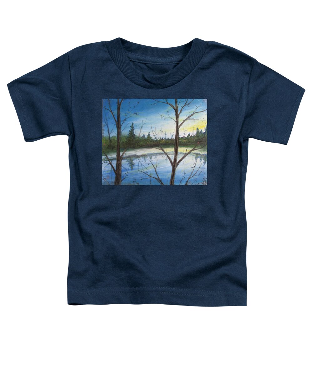 Yellow Sunset Toddler T-Shirt featuring the painting Into The Sun by Jen Shearer