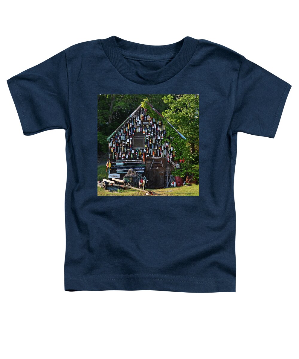 Gloucester Toddler T-Shirt featuring the photograph Ipswich Bay Wooden Buoy Gloucester Massachusetts square by Toby McGuire