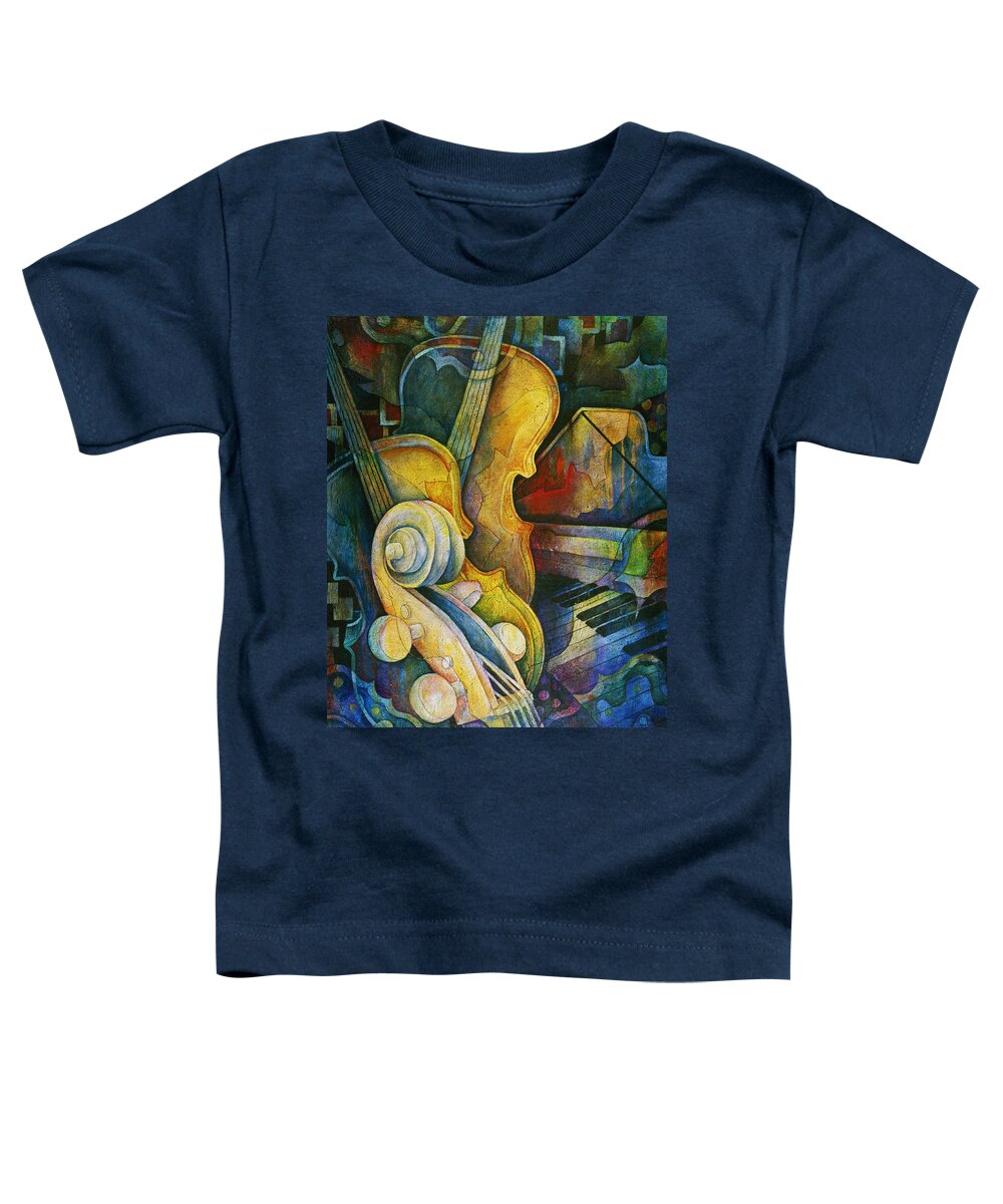 Cello Toddler T-Shirt featuring the painting Jazzy Cello by Susanne Clark