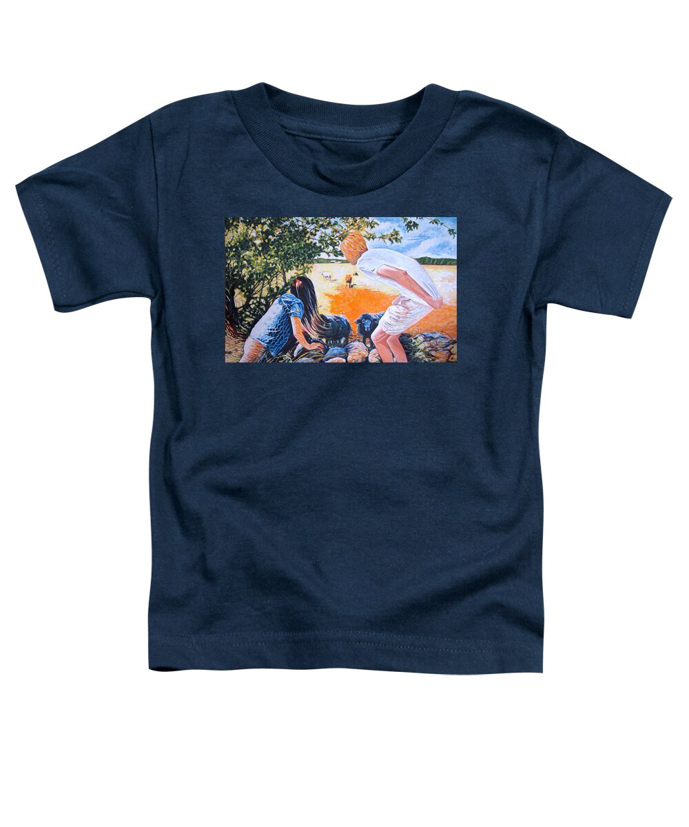 Children Toddler T-Shirt featuring the painting View on the Sheep #1 by Elaine Berger