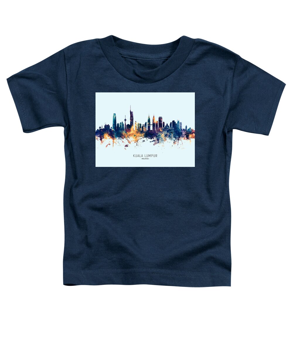Watercolour Toddler T-Shirt featuring the digital art Kuala Lumpur Malaysia Skyline #51b by Michael Tompsett