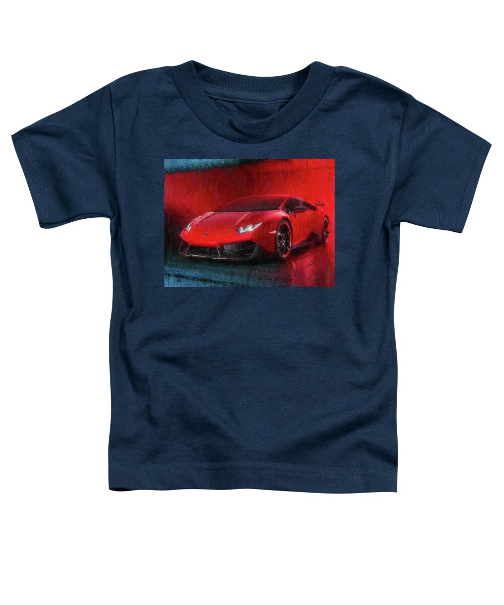Car Toddler T-Shirt featuring the painting Lamborghini Huracan painting by Vart by Vart