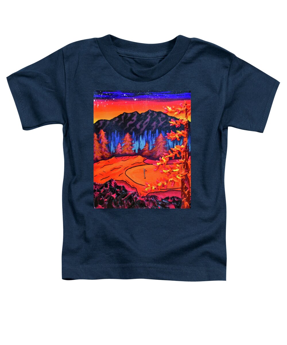 Golf Toddler T-Shirt featuring the painting Lava on Hole 9 by Ashley Wright