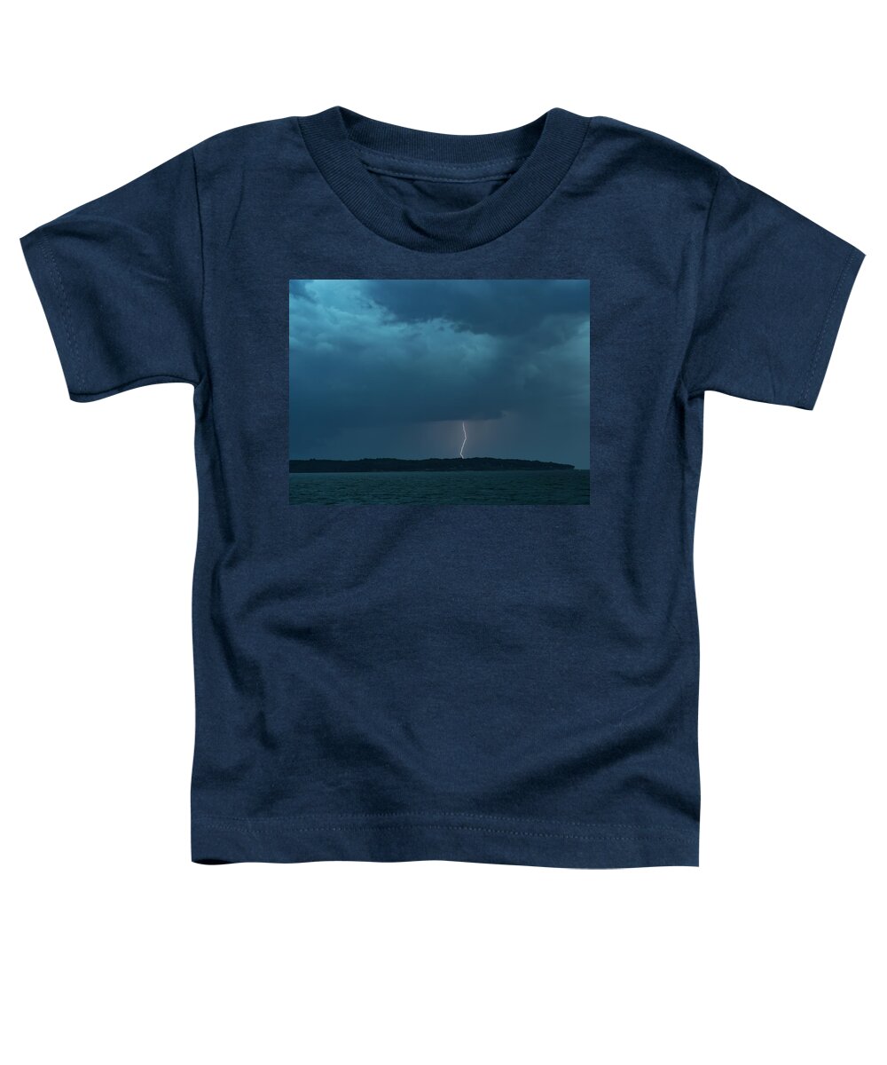 Asharoken Toddler T-Shirt featuring the photograph Lightning over Long Island Sound 8140043 by Deidre Elzer-Lento