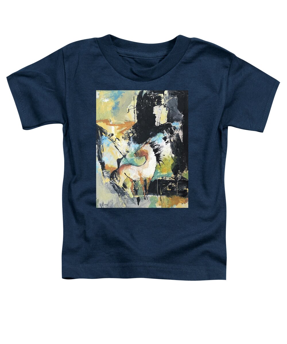 Horse Abstract Toddler T-Shirt featuring the painting Majestic by Elaine Elliott