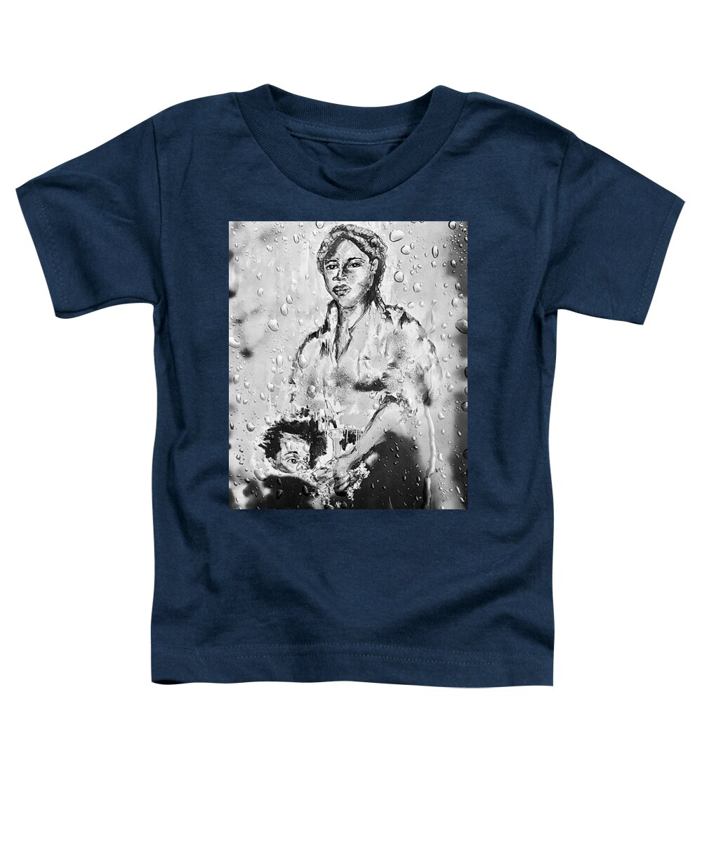  Toddler T-Shirt featuring the mixed media Mama and child by Angie ONeal