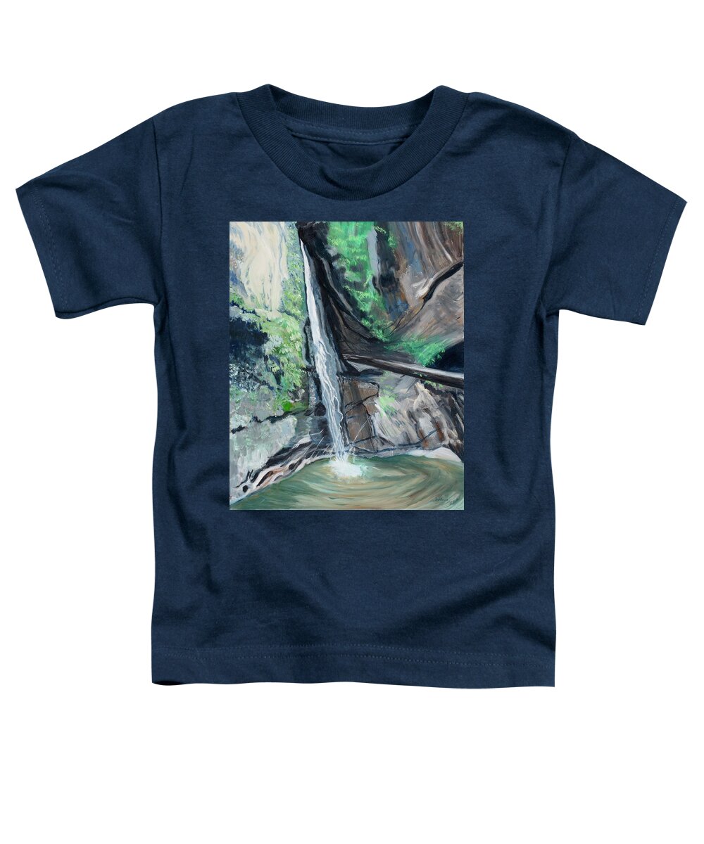 Waterfall Toddler T-Shirt featuring the painting Maple Falls by Santana Star