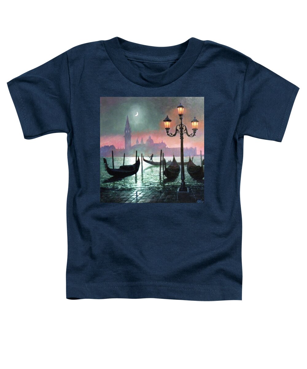 Venice Toddler T-Shirt featuring the painting Moon over Venice by Blue Sky