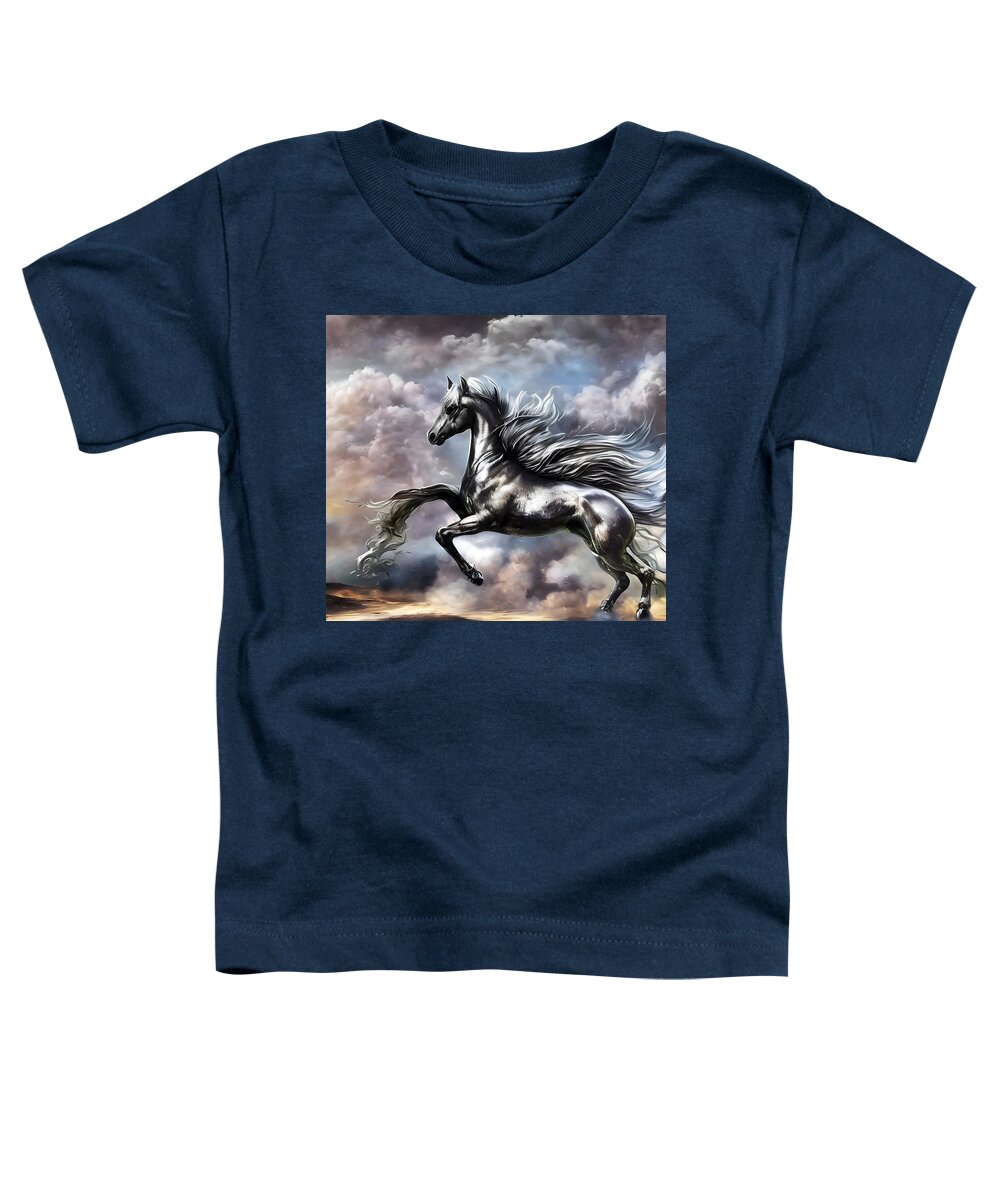 Digital Horse Silver Morphing Toddler T-Shirt featuring the digital art Morphing by Beverly Read