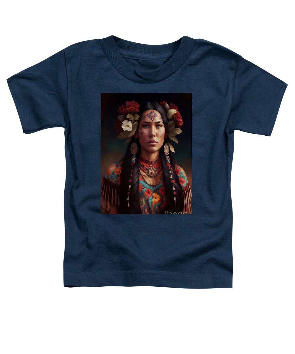 Native American Indian Toddler T-Shirt featuring the digital art Native American Indian Series 113022-c by Carlos Diaz