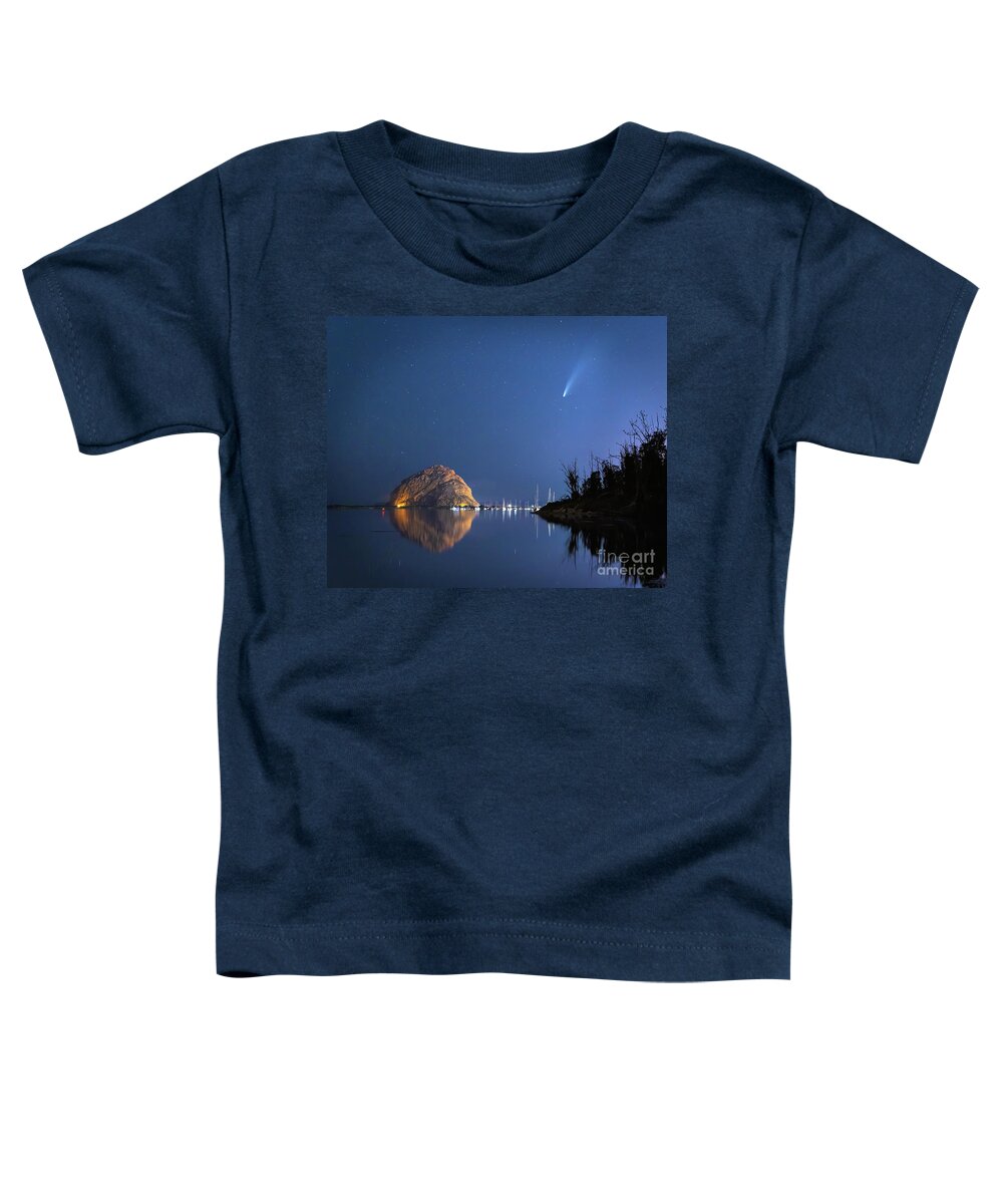 Comet Toddler T-Shirt featuring the photograph Neowise Comet and Morro Rock by Mimi Ditchie