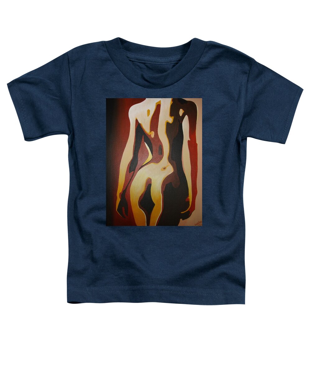 Woman Toddler T-Shirt featuring the painting Neutral Nude by Taiche Acrylic Art
