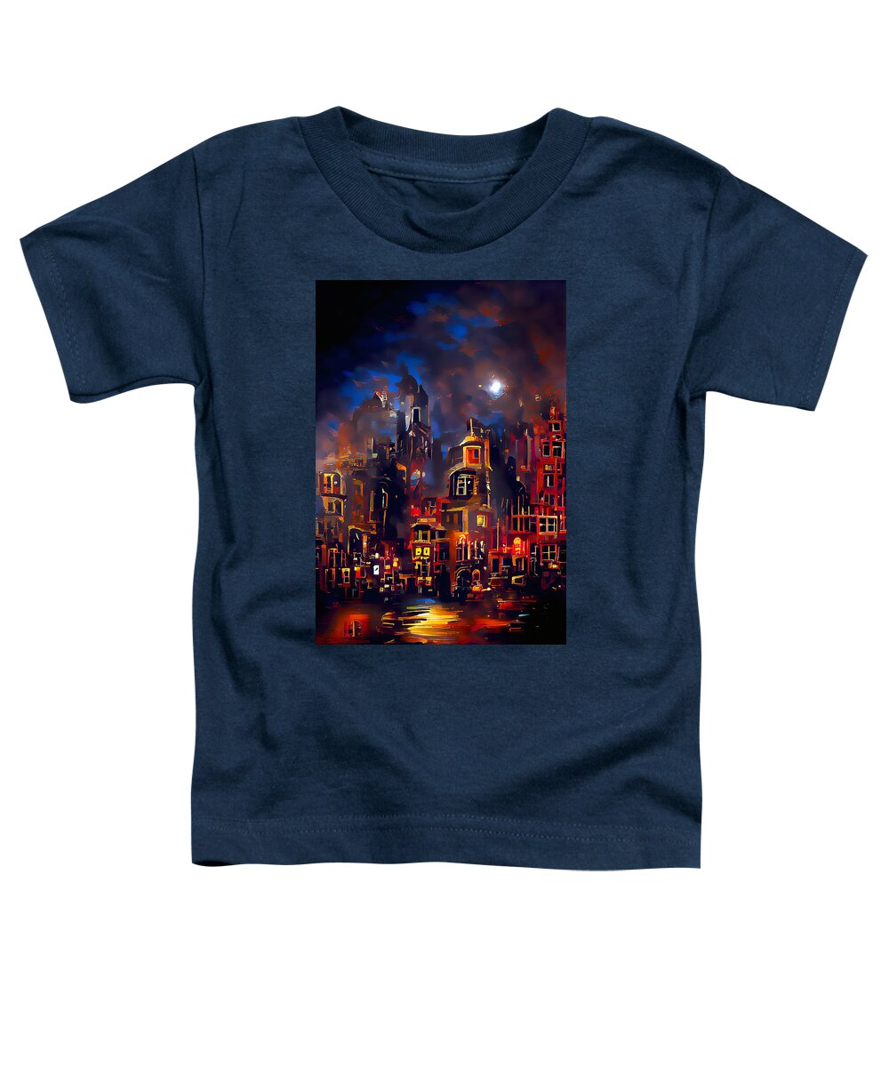 Night Toddler T-Shirt featuring the digital art Night City by Alex Mir