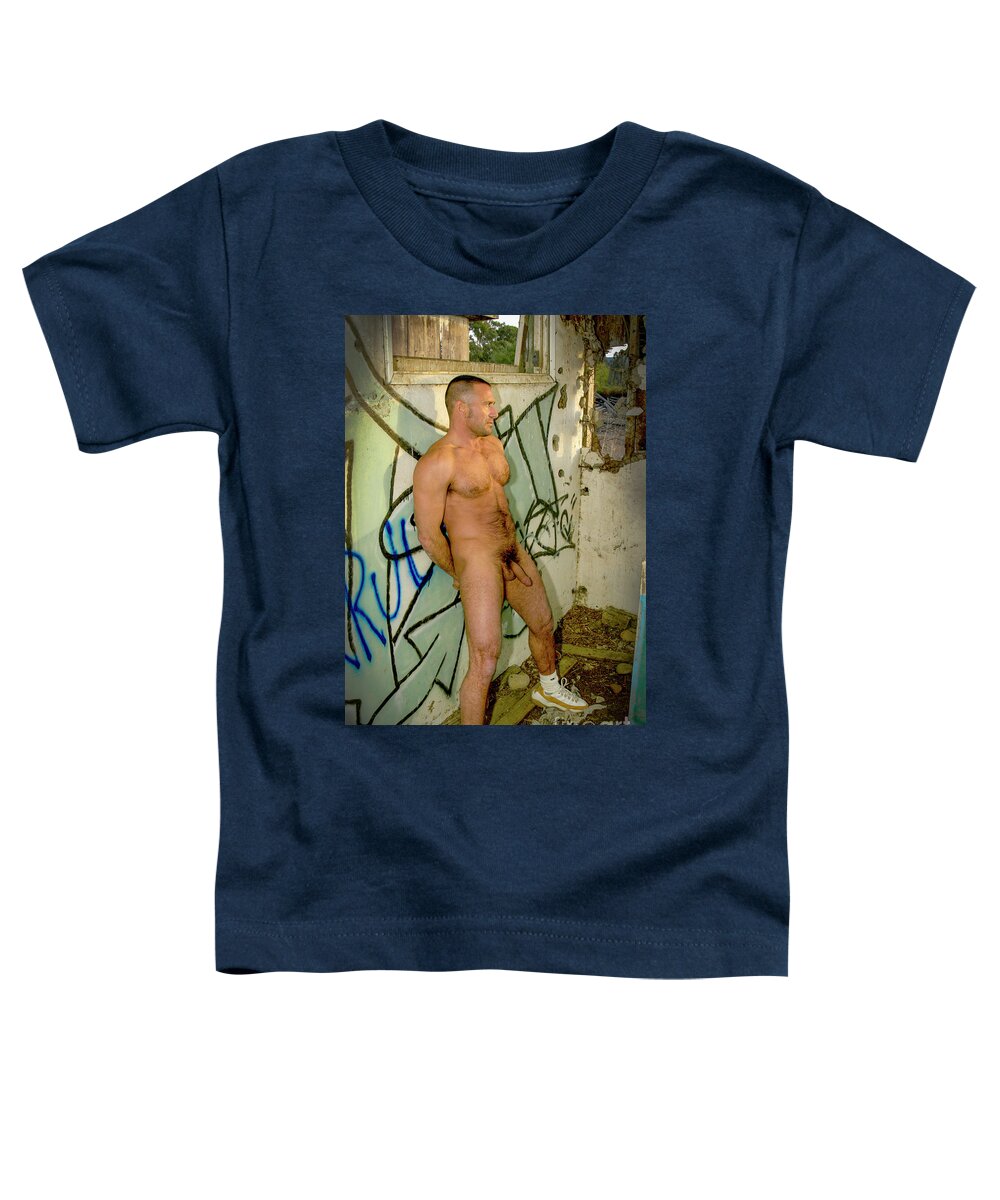 Gay Art Toddler T-Shirt featuring the photograph Nude Boxer takes a break to cool off by Gunther Allen