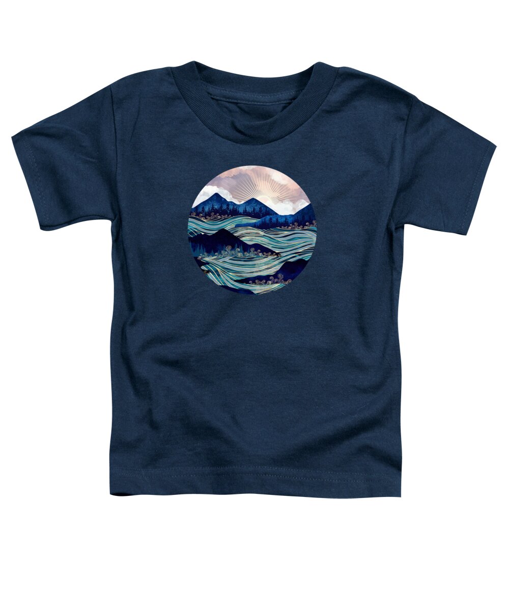 Ocean Toddler T-Shirt featuring the digital art Ocean Sunrise by Spacefrog Designs