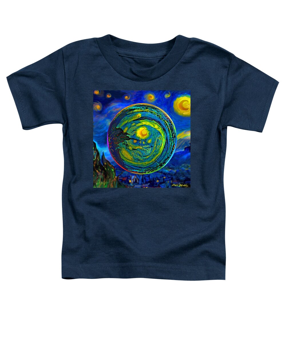 Starry Night Toddler T-Shirt featuring the digital art Orbiting A Starry Night by Robin Moline