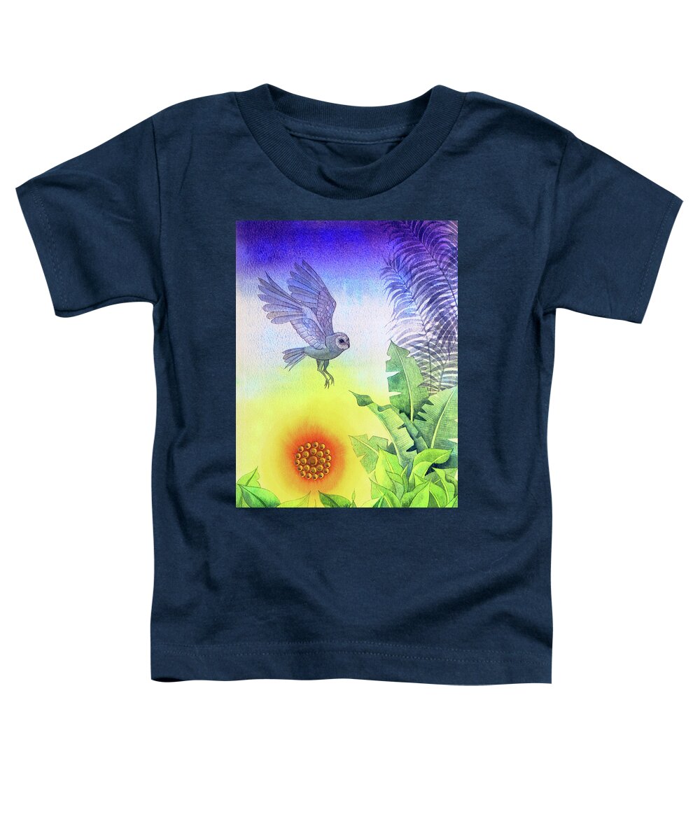 Sunset Toddler T-Shirt featuring the painting Owl at Sunset by Jennifer Baird