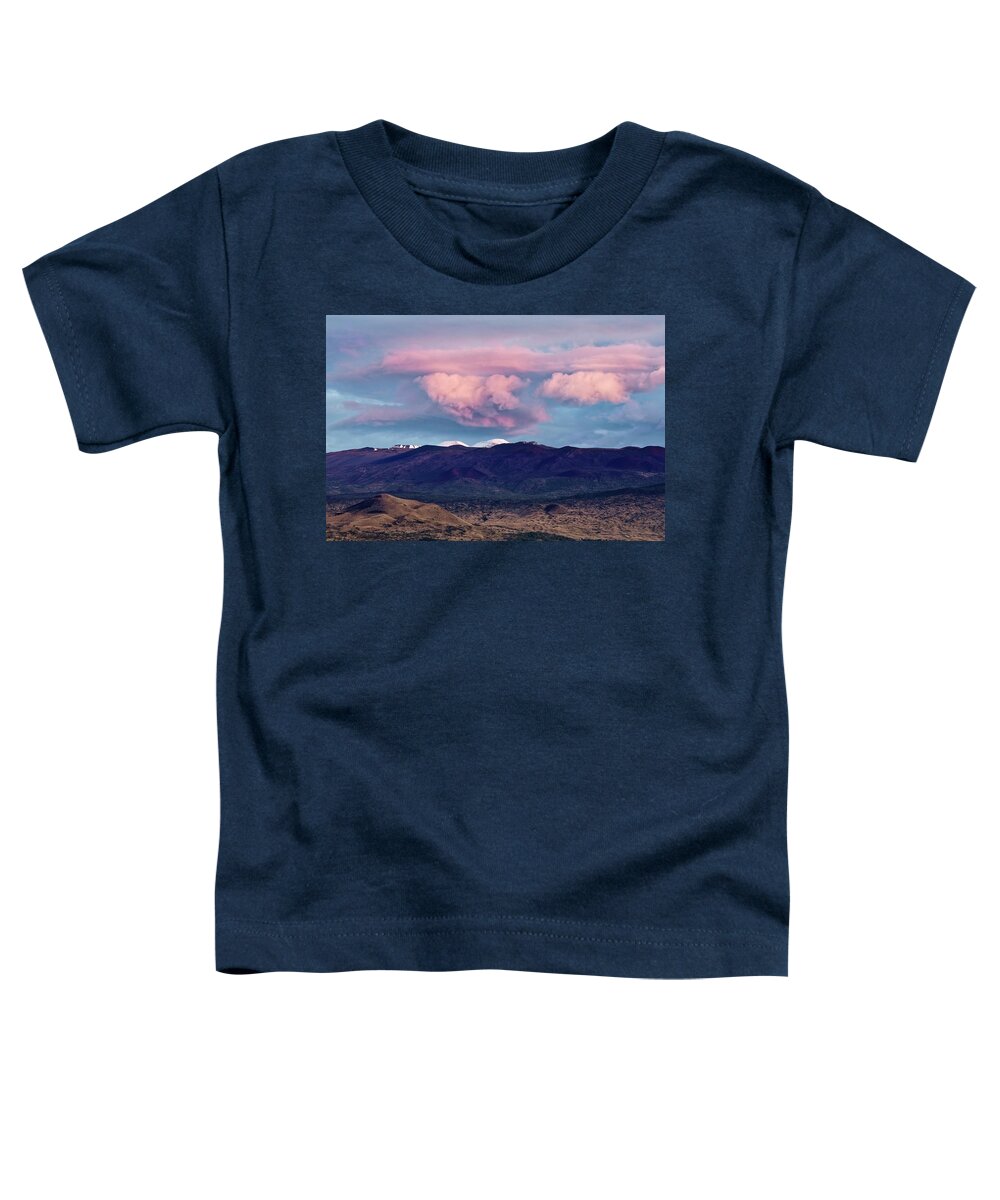 Mauna Kea Toddler T-Shirt featuring the photograph Pink Sunrise Over Snow-Capped Mauna Kea by Heidi Fickinger