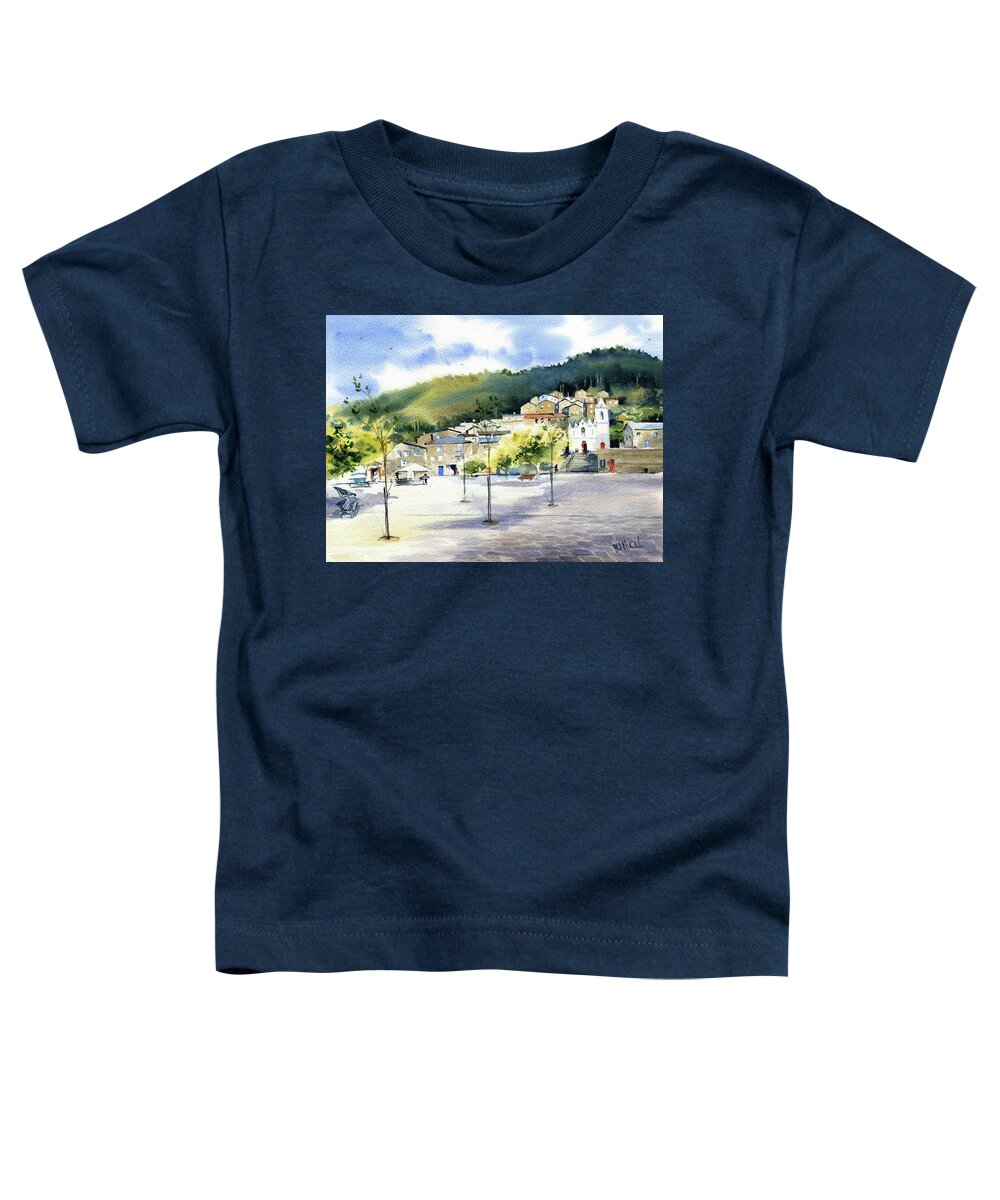 Portugal Toddler T-Shirt featuring the painting Piodao Village in Portugal Painting by Dora Hathazi Mendes