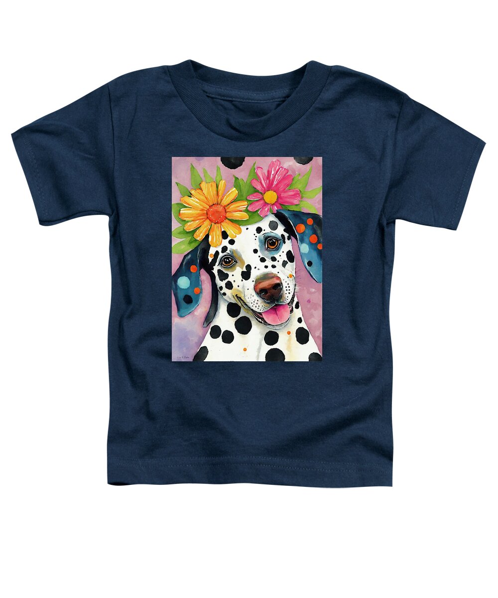 Lisa S Baker Toddler T-Shirt featuring the digital art Polka Dot Doggy by Lisa S Baker