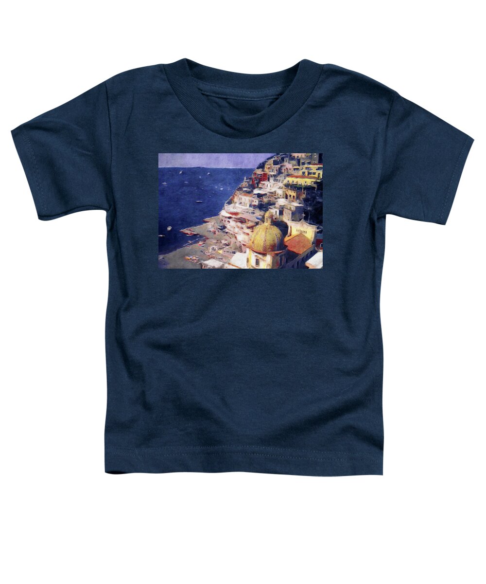Positano Italy Toddler T-Shirt featuring the painting Positano by Susan Maxwell Schmidt