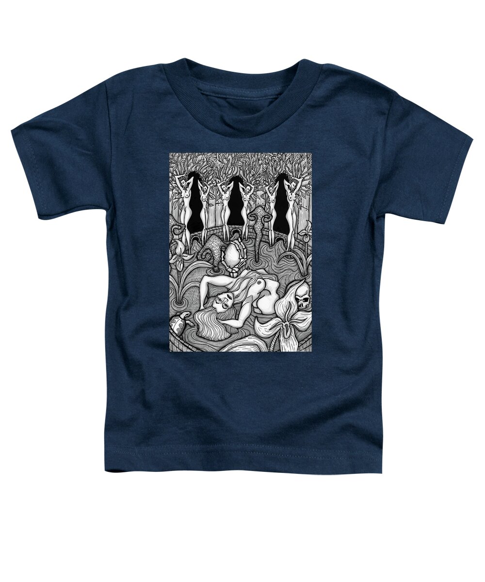 Feminist Toddler T-Shirt featuring the drawing Primordial Basin by Amy E Fraser